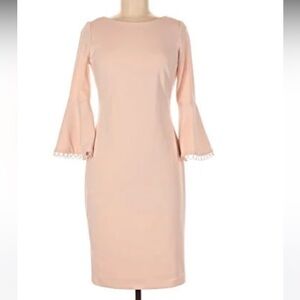 Calvin Klein Peach Bell Sleeve Dress with Loop Detail SZ 4 EUC $159